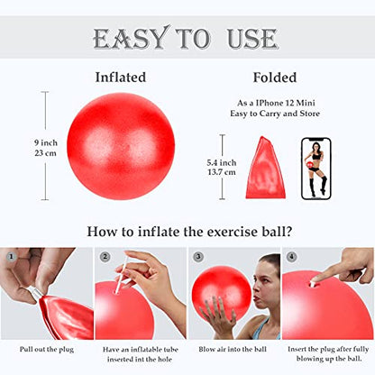 Soft Pilates Yoga Ball, Small Exercise Ball, Mini Rubber Workout Equipment - color: Red
