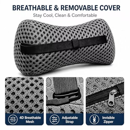 Ergonomic Lumbar Support Pillow, Memory Foam Back Cushion - color: Gray