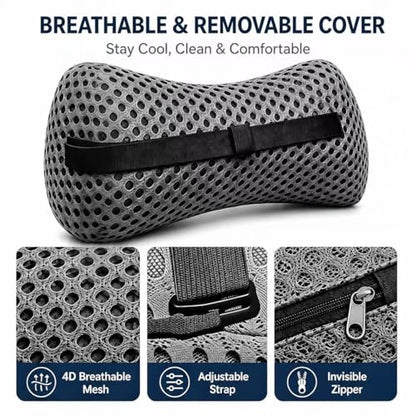 Ergonomic Lumbar Support Pillow, Memory Foam Back Cushion - color: Gray