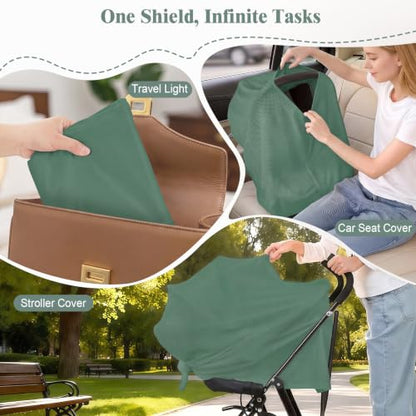 Basumee Nursing Cover for Breastfeeding Breathable Mesh 360 Full Privacy - color: Dark Sage, size: 1 Pack