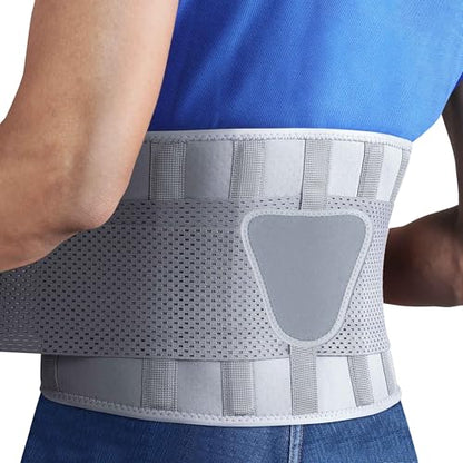FEATOL Back Brace for Women & Men, Lower Back, Sciatica Pain Relief - color: Gray, size: Small/Medium (24.4"-29.8")