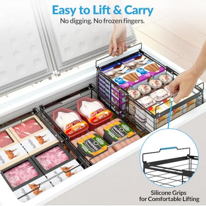 NADAMOO Expandable Chest Freezer Organizer, Stackable Wire Baskets - size: 4 Packs