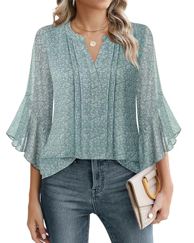 Timeson Women's 3/4 Sleeve Top - color: Blue Gray, size: Small