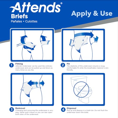 Attends Adult Incontinence Briefs, X-Large, Extra Heavy Absorbency, 60ct - size: X-Large (60 Count)