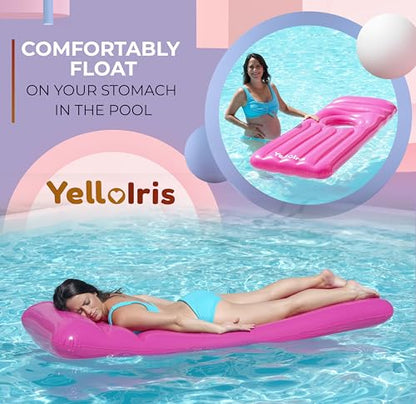 Inflatable Pregnancy Pool Float with Belly Hole – Full-Body Maternity Airbed for Ultimate Comfort – Pink Pregnancy Float for Relaxing Summer – Perfect Support for Baby Bump While Lounging or Swimming