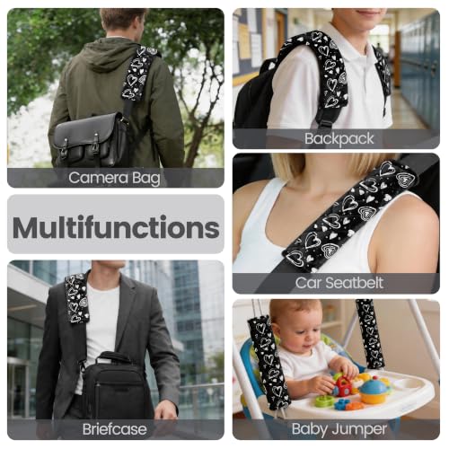 Amooca 2 Pack Seat Belt Covers Soft Shoulder Pad for Cars & Backpack - color: Black Heart