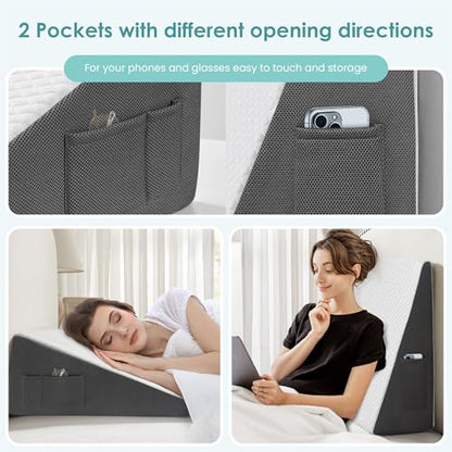Cozymaker 10-inch Bed Wedge Pillow for Sleeping Back Support Pain Relief - size: Triangle Wedge 24*24*10 inch
