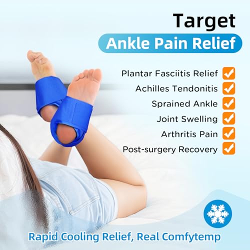 Comfytemp Ankle Ice Pack Wrap for Plantar Fasciitis, Achilles Tendonitis - color: Dark Blue, size: Standard