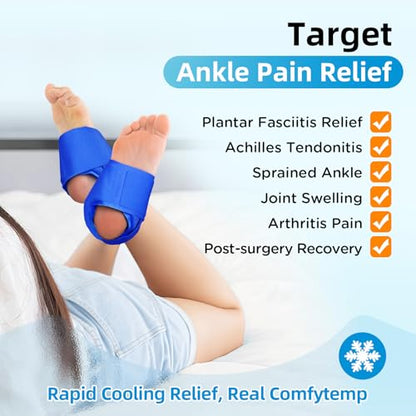 Comfytemp Ankle Ice Pack Wrap for Plantar Fasciitis, Achilles Tendonitis - color: Dark Blue, size: Standard