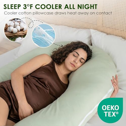 QUEEN ROSE Extra Long Body Pillow, Cooling Pregnancy Pillows for Sleeping - color: Green