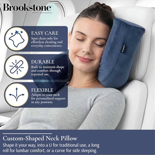 Brookstone Free Form Travel Pillow Lightweight Flexible Memory Foam Pillow - color: Blue