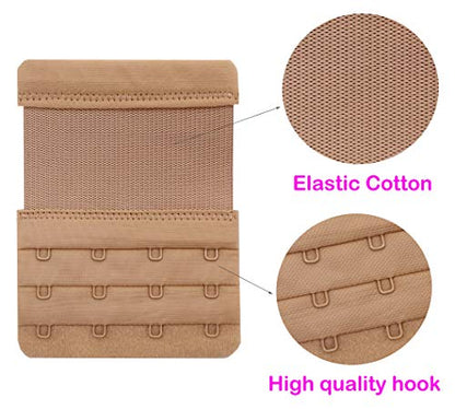 Tamlien 4 Hook Bra Extenders,Stretchy Soft Comfortable Bra Strap Extender - color: Skin Color/Black- 6 Pcs Pack