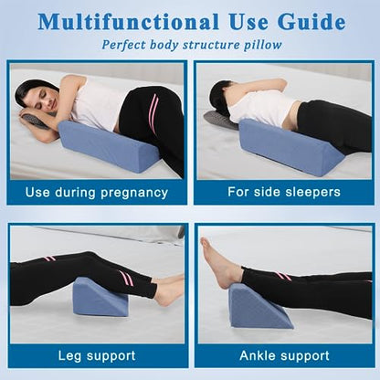 Bed Wedge Pillow for Side Sleepers, Body Position Wedges - color: Light Blue