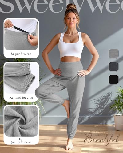 3 Pack Women's Maternity Jogger Pregnancy Sweatpants - color: Light Gray,dark Gray,black, size: Small