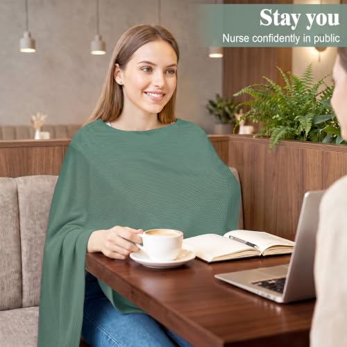 Basumee Nursing Cover for Breastfeeding Breathable Mesh 360 Full Privacy - color: Dark Sage, size: 1 Pack