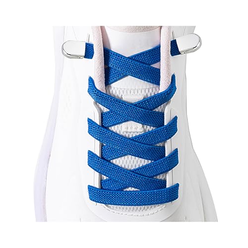 Elastic No Tie Shoe Laces for Kids and Adults Sneakers, Stretch Flat Tieless Shoelaces - color: Blue