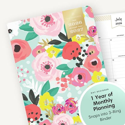 Blue Sky 2026-2027 Monthly Academic Planner, 8.5"x11", Secret Garden Mint