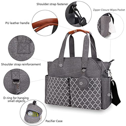 Diaper Bag Tote Large Baby Changing Bag with Changing Station - color: Grey