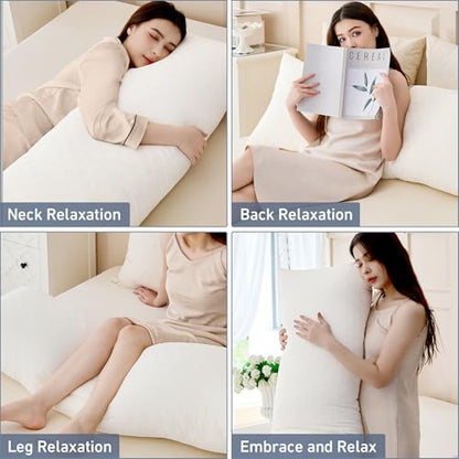 Leeden Full Body Pillow 20 x 54 for Side Sleepers Ivory White - color: Ivory White