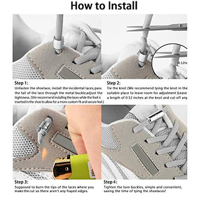 Elastic No Tie Shoe Laces For Adults,Kids,Elderly,One Size Fits All - color: White