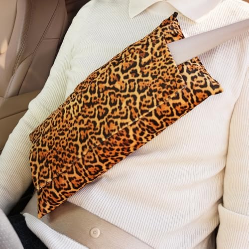 Post Surgery SeatBelt Pillow for Pregnancy Mastectomy Hysterectomy Recovery - color: Leopard