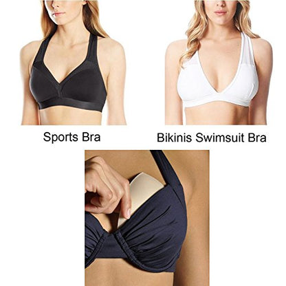 3 Pairs Removeable Triangle Bra Pads Inserts for Bikinis Top, Sport/Yoga Bra, Swimsuit, A/B,C/D Cups Optional-Beige - size: B