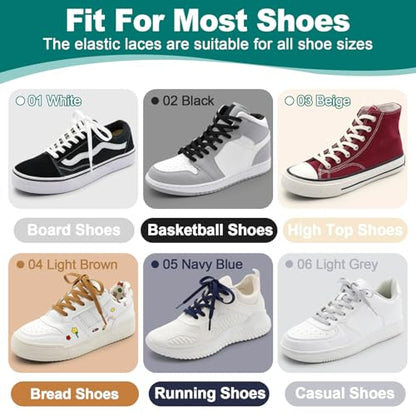DELELE Flat Elastic Shoe Laces: Stretch Shoelaces for Sneakers 2 Pairs - color: 01 White, size: 43 Inch (110cm)