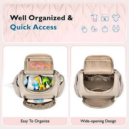 mommore Diaper Bag Backpack, Stylish Mini Baby Bag with Changing Pad - color: Brown Taupe, size: Small