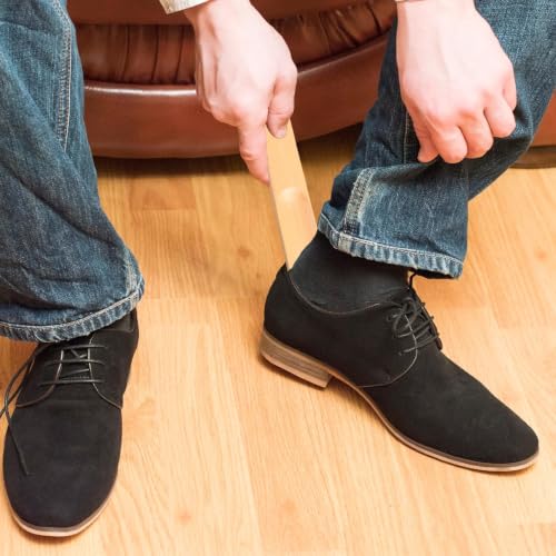 2pcs Wooden Long Handle Shoe Horn Set, Long & Short Wood Shoe Horn