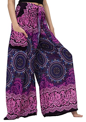 B BANGKOK PANTS Women's Boho Palazzo Pants - color: Bohorose Pink, size: One Size