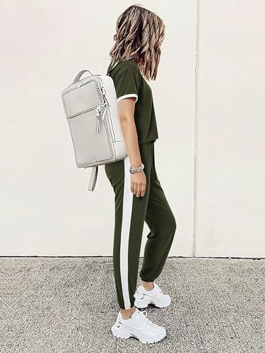 MASCOMODA Womens 2 Piece Outfits Summer Matching Lounge Sets Jogger Set - color: Army Green, size: Medium