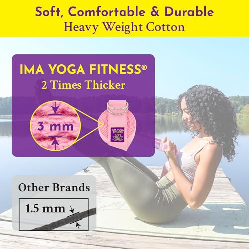 Extra-Wide 2 Inch Cotton Yoga Strap: Stretching, Physical Therapy, Exercise - color: Pink, size: 8 feet