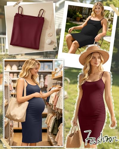 3 Pack Maternity Summer Slip Dress - color: Burgundy, Navy Blue, Black, size: Small