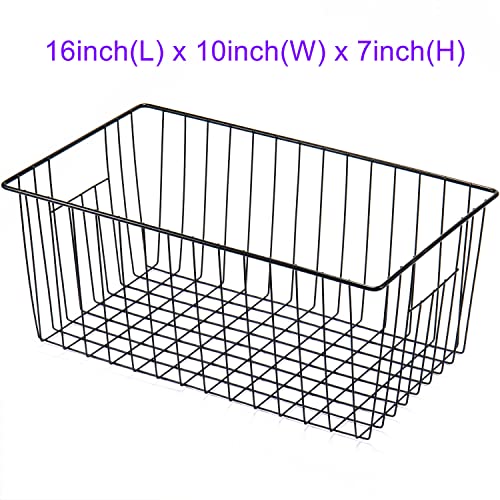 16inch Upright Freezer Organizer Baskets for 13-14,16-21 cu.ft Standup Freezer, Settle freezer chaos and reduce food waste effectively, Durable, Fully Use Space, Improve Air Circulate, Black, 3pcs - color: 16*10*7, black