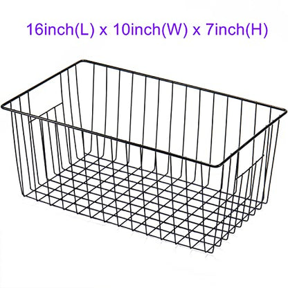 16inch Upright Freezer Organizer Baskets for 13-14,16-21 cu.ft Standup Freezer, Settle freezer chaos and reduce food waste effectively, Durable, Fully Use Space, Improve Air Circulate, Black, 3pcs - color: 16*10*7, black