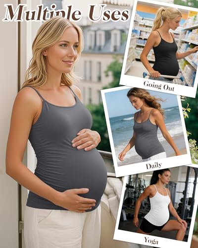 Ficerd 3 Pack Women's Maternity Tank Tops - color: Dark Gray, White, Black, size: XX-Large