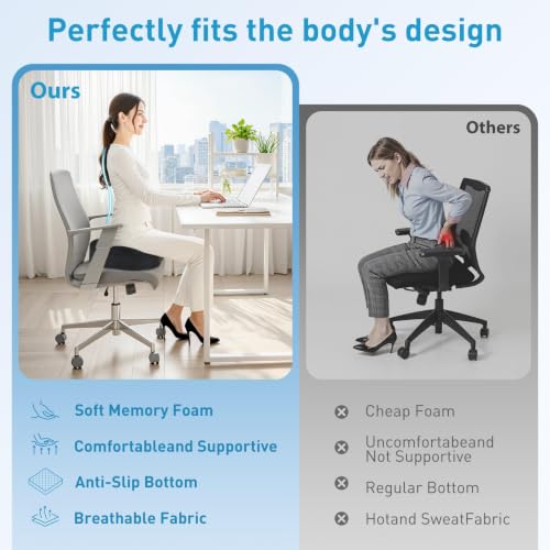 BlissTrends Extra Thick Seat Cushion for Office Chair & Car Seat, Grey - color: Grey, size: XX-Large