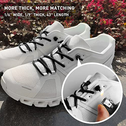 3 Pairs Elastic No Tie Shoe Laces, Stretch Bungee Laces - color: Black