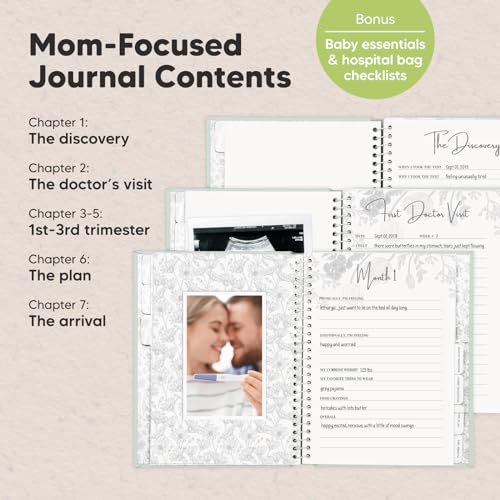 Pregnancy Journal, Pregnancy Announcements, 80 Pages Hard Cover Book (Sage) - color: Sage