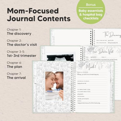 Pregnancy Journal, Pregnancy Announcements, 80 Pages Hard Cover Book (Sage) - color: Sage