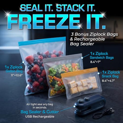 Freezer Organizer Bins 4-Pack, Fits Most 5–7 Cu. Ft. - Black - color: Black