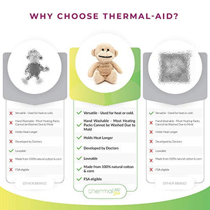 Thermal-Aid Zoo Mini — (Jo Jo the Monkey) — Mold-Resistant, Washable Hot & Cold Pack for Kids — Heating and Cooling Pad with Natural Corn Filling — Reusable Plush Toy - size: Mini Monkey
