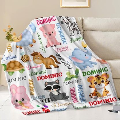 Personalized Blanket with Name, Custom Animal Blanket for Baby - color: S4