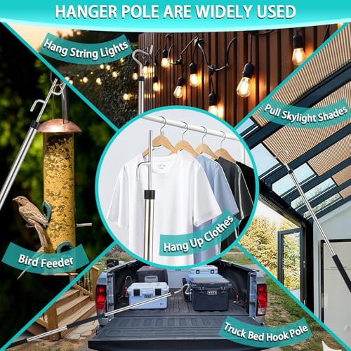 Clothes Hook Pole Heavy Duty,32 to 80In Retail Clothing Hook Pole - color: Black