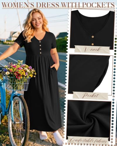 Plus Size Maxi Dress for Women - color: Black, size: XX-Large