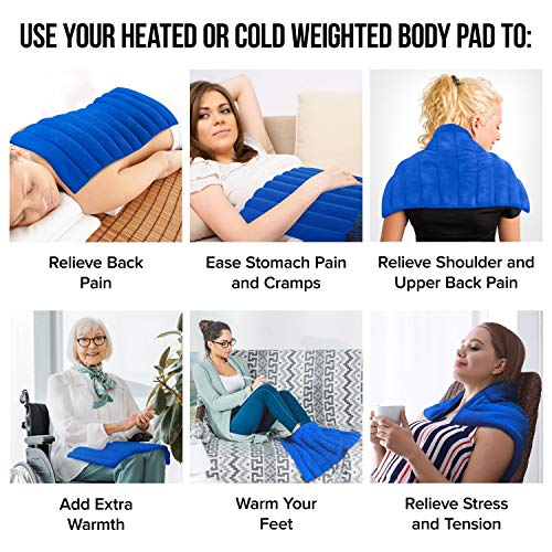 XL Microwavable Heating Pad with Cover Releases Moist Heat for Back Pain - color: Blue