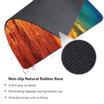 Gold Ocean Sunset View Mouse Pad, Majestic Nature Sea Waves Scene Desk Mat - color: Custom Designs Art 013