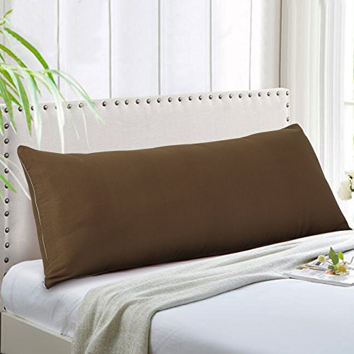 EVOLIVE Body Pillow Cover 21"x54", Microfiber, Hidden Zipper, (Coffee) - color: Coffee