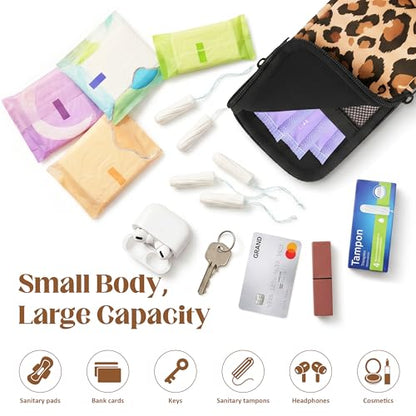 2PCS Tampon Holder Zipper Pouches Portable Period Bags - color: Leopard