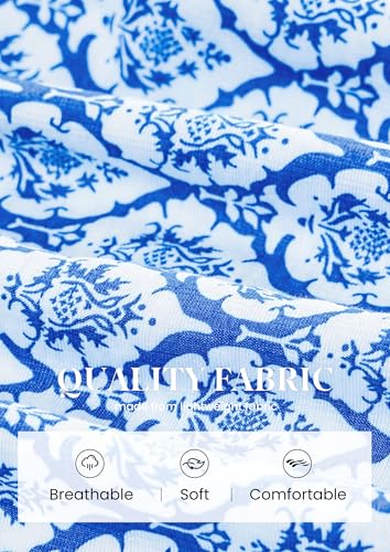 PRETTYGARDEN Womens Summer Boho Blouses Dressy Casual - color: Floral Blue, size: Medium